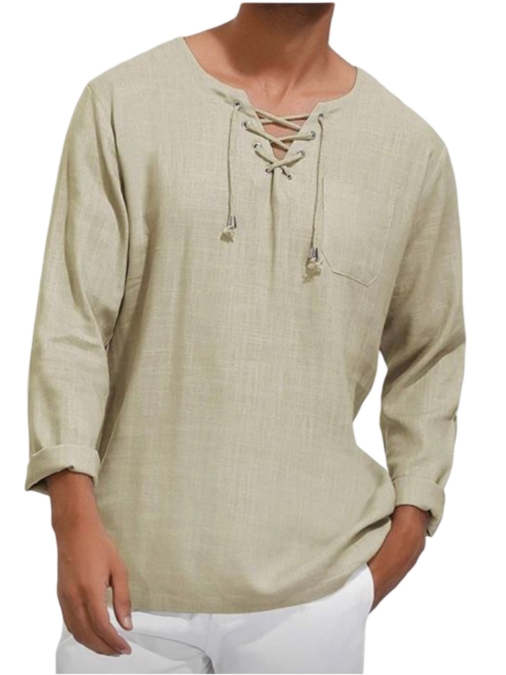 PJ Paul Jones Linen Blend Long Sleeve Shirt Beige Size S Men’s NWT